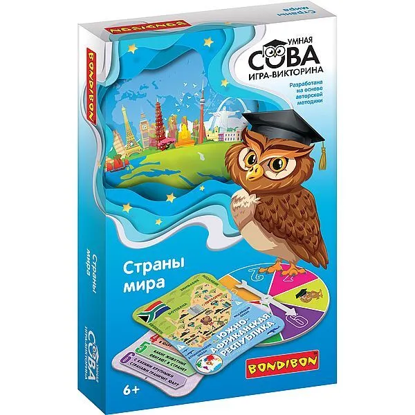 Игра-викторина Умная Сова СТРАНЫ МИРА-1, BOX 21x3x19