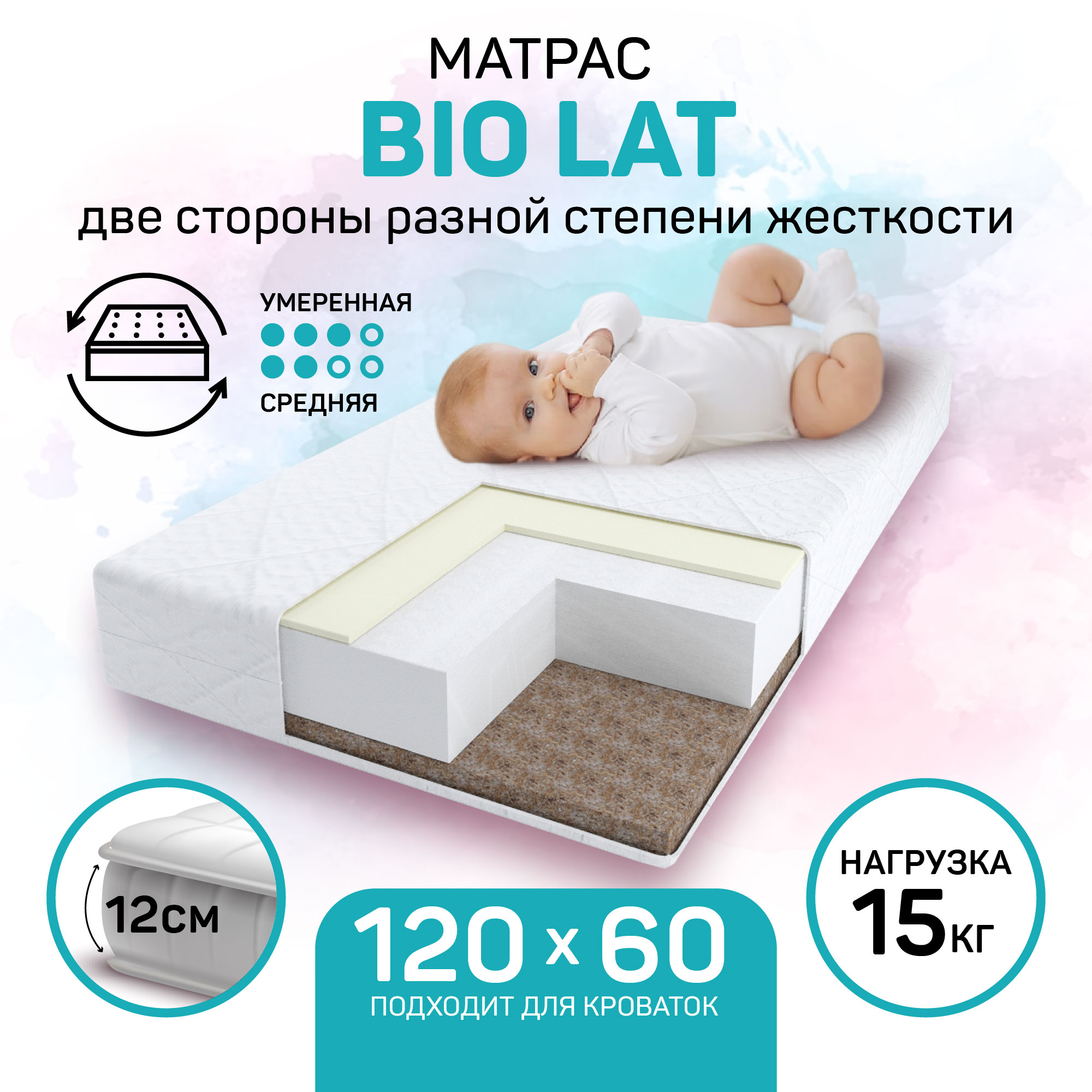 Матрас AmaroBaby со съемным чехлом Kids Soft 1190 x 590 х 60